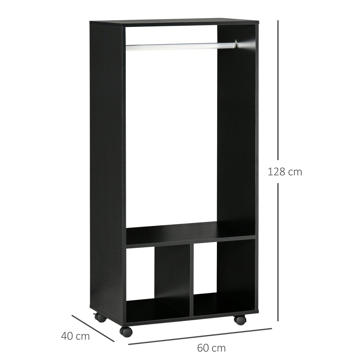 Open Wardrobe On Wheels- Black