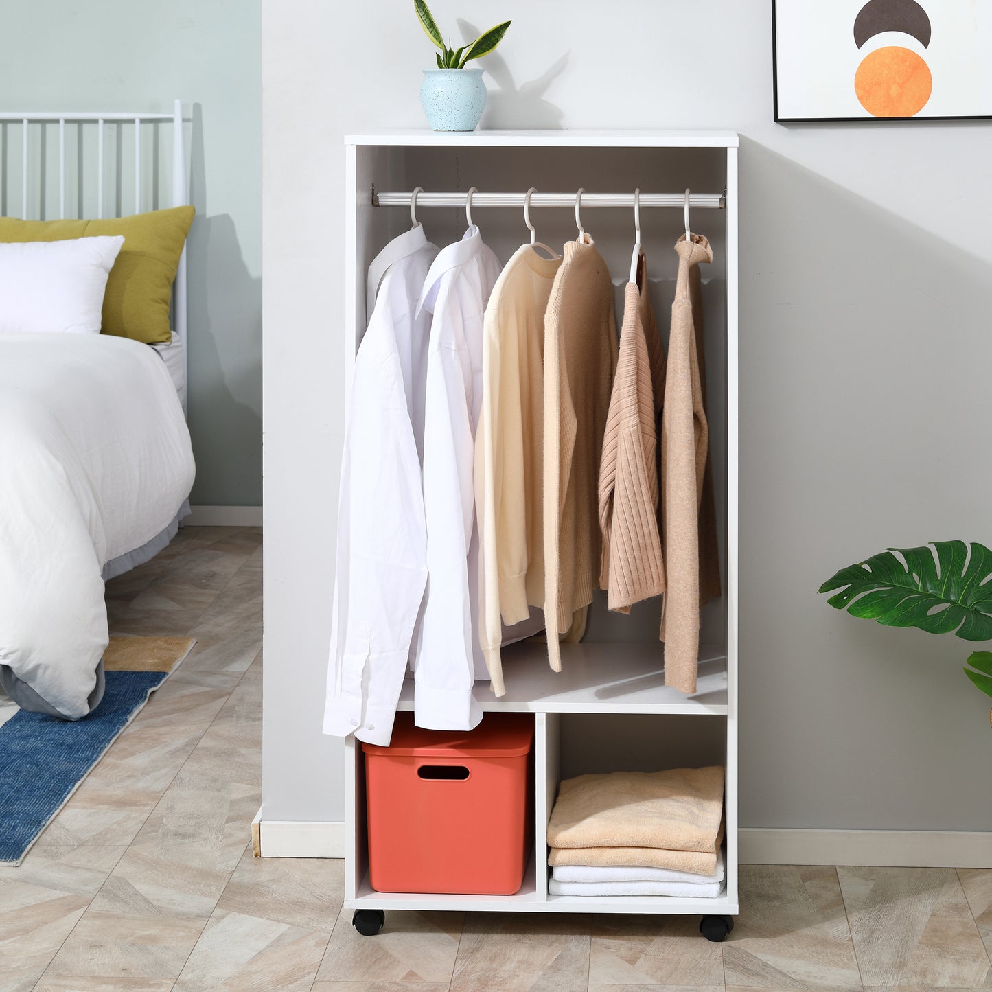 Open Wardrobe On Wheels-White