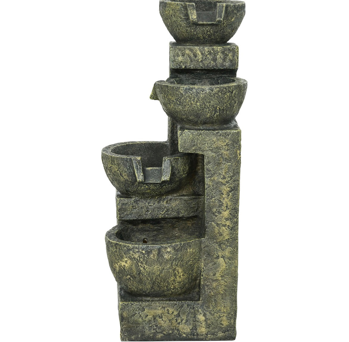 Garden Water Feature Waterfall Fountain with 4-Tier Stone Look Bowls, Adjustable Flow