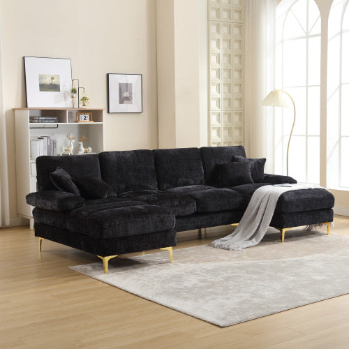 Modular Sofa Double Chaise With Chenille Fabric