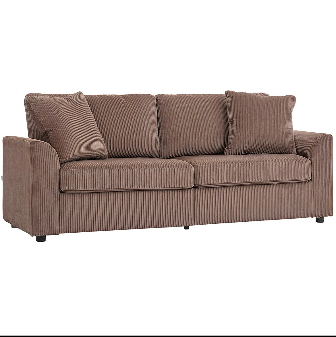 3-Seater Corduroy Sofa – Spring & Foam Cushions, 450kg Capacity, 2 Cushions