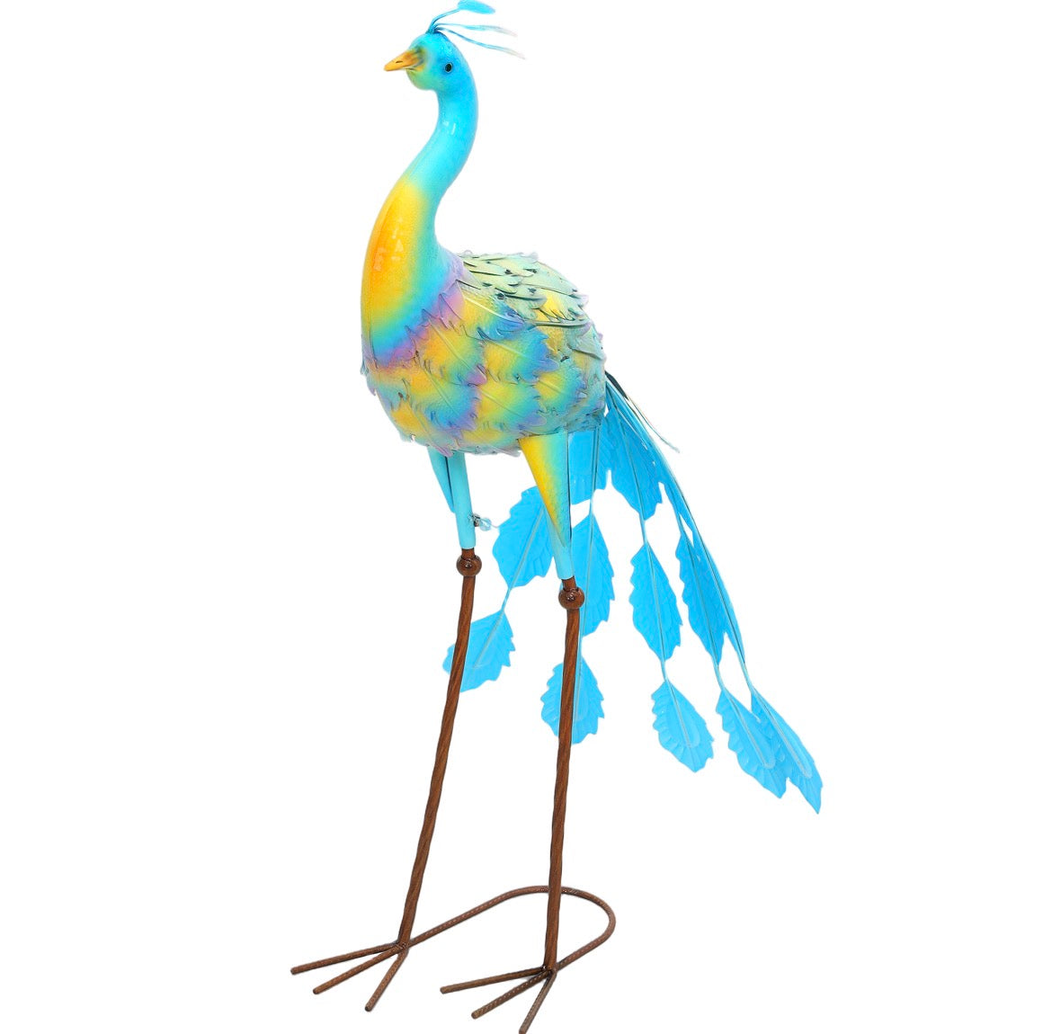 Peacock Garden Statue, Standing Garden Ornament, Metal Garden Gift with Stakes for Patio Pond Landscape Decoration