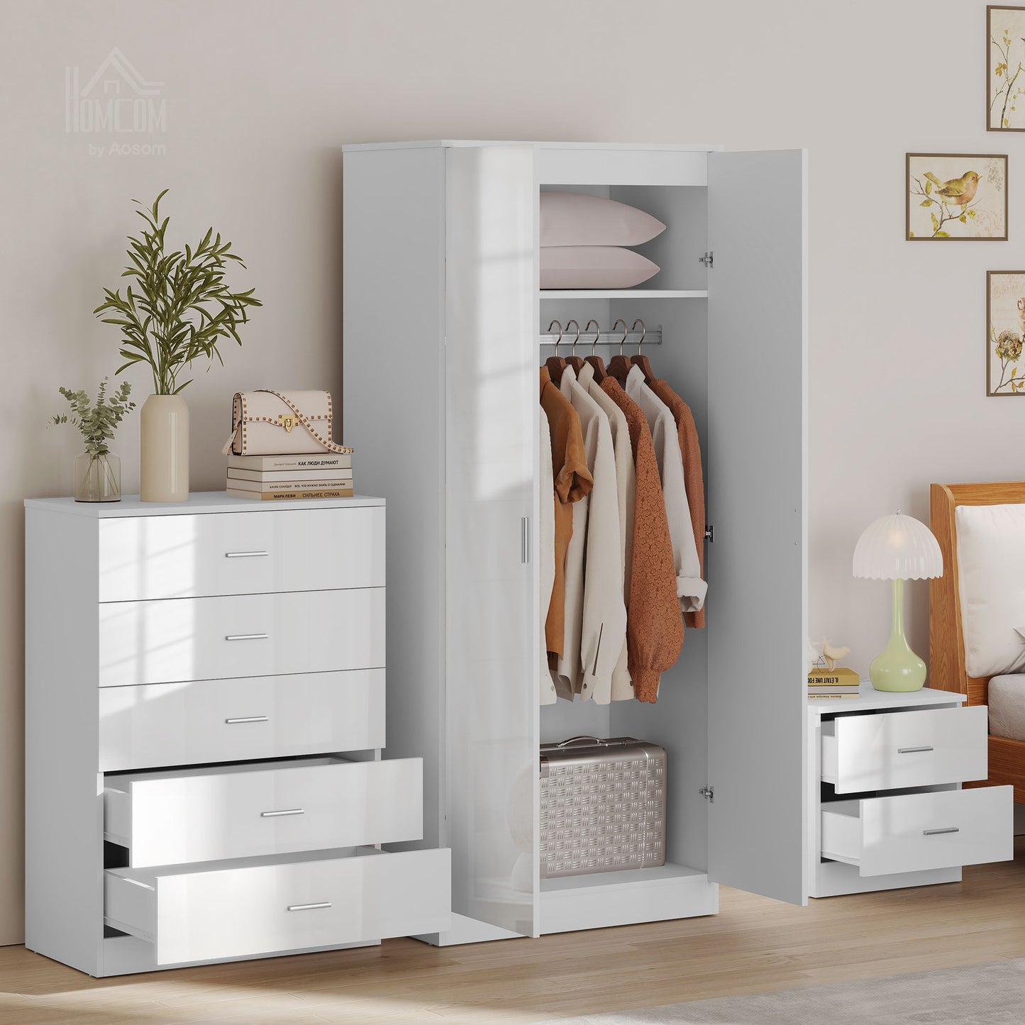 High Gloss 3 Piece Trio Bedroom Furniture