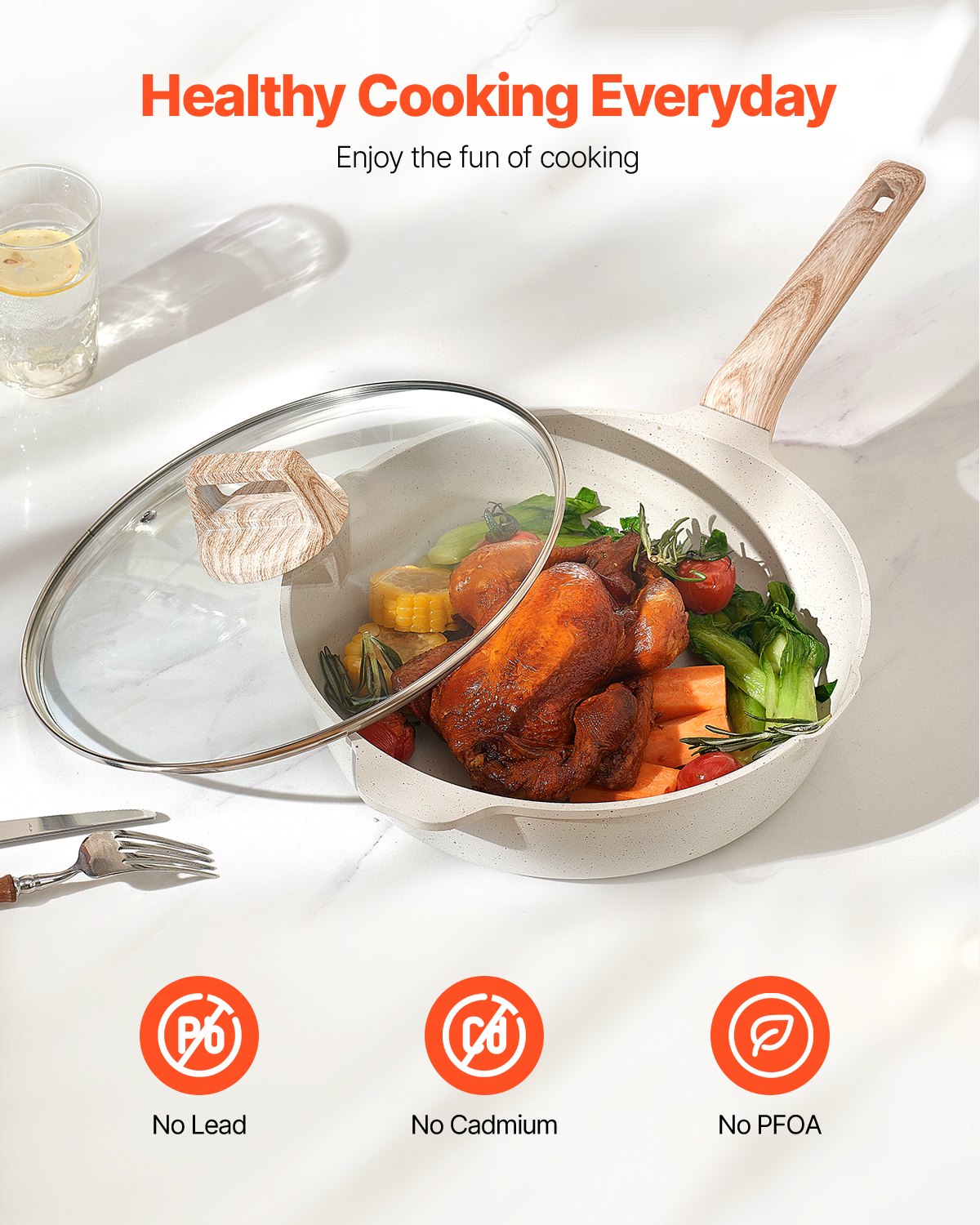 19-Piece Granite Nonstick Cookware Set - White