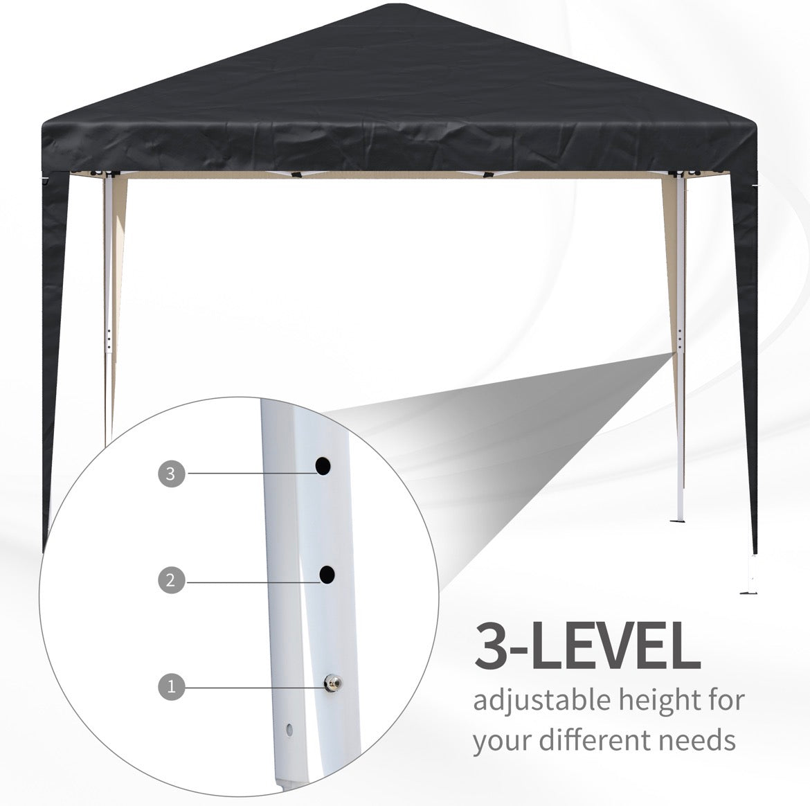 3x3M Garden Pop Up Gazebo Height Adjustable Marquee Party Tent Wedding Canopy with Carrying Bag