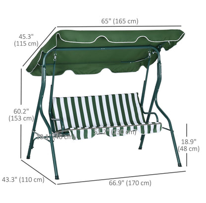 3-Seater Garden Swing Seat With Adjustable Canopy and Cushion