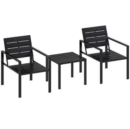 3 Pieces Garden Bistro Set for Outdoor Bistro Table and Chairs with Metal Frame Plastic Patio Furniture Set
