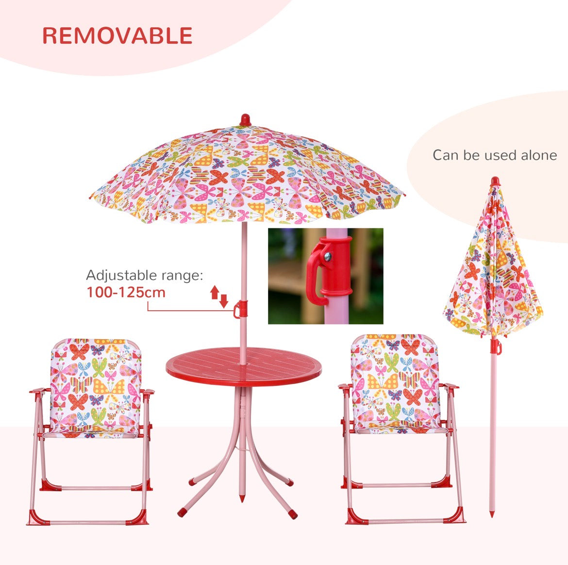 Outsunny Kids-Parasol Picnic Table and Chair Set