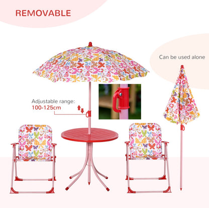 Outsunny Kids-Parasol Picnic Table and Chair Set
