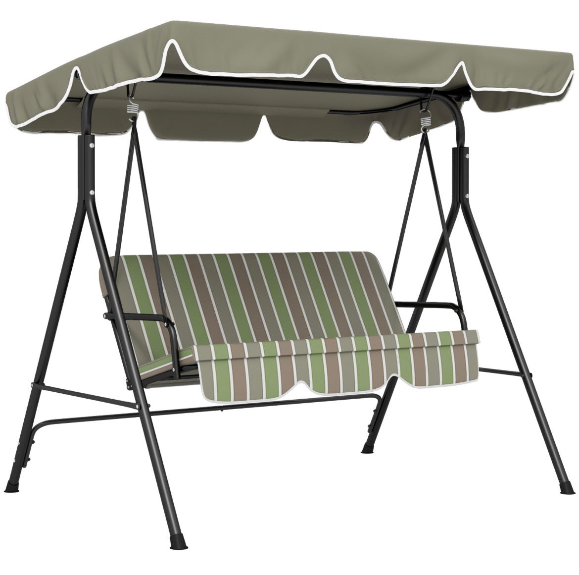 3-Seater Garden Swing Seat With Adjustable Canopy and Cushion