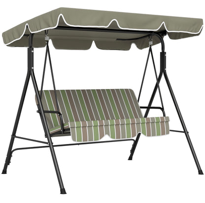 3-Seater Garden Swing Seat With Adjustable Canopy and Cushion