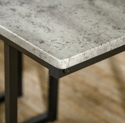 Concrete Effect Dining Table and Chairs Set for 4 People with Steel Frame Grey 4 Piece Kitchen Table and Bench Set