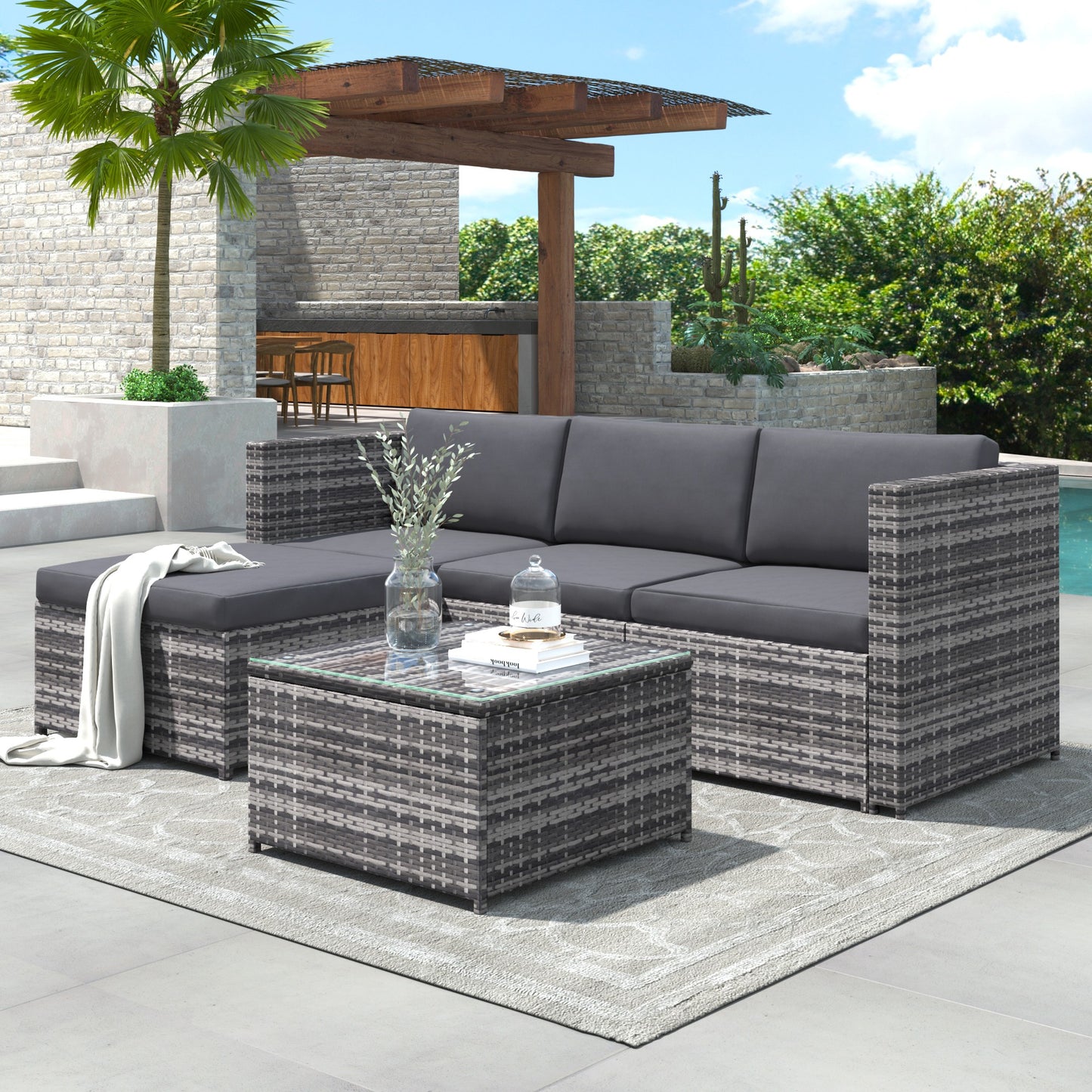 Garden Corner Sofa Rattan Patio Set Garden