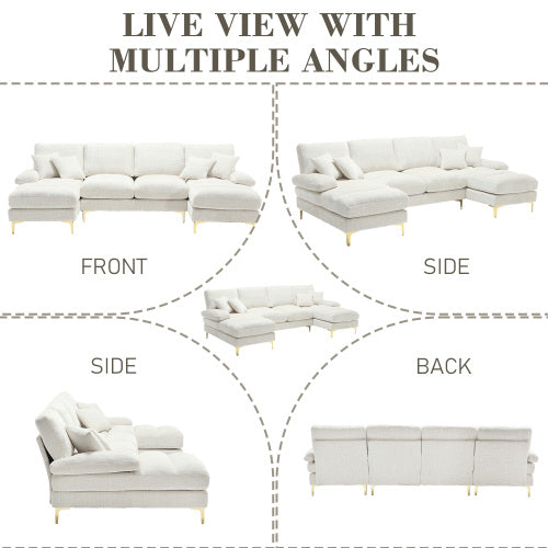 Modular Sofa Double Chaise With Chenille Fabric