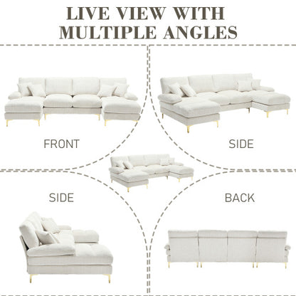 Modular Sofa Double Chaise With Chenille Fabric