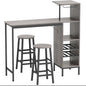 3 Pieces Dining Room Set, 2 Round Stools with Footrest, 6-Tier Dining Table with Storage Shelves