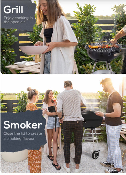 Portable Charcoal Grill BBQ Smoker with Lid Outdoor Heat Control Party Patio Barbecue Garden