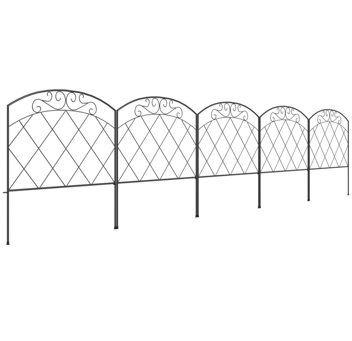 3m Decorative Metal Garden Fence - Diamond and Swirl Pattern