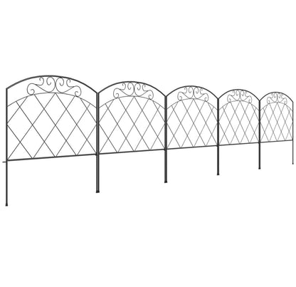 3m Decorative Metal Garden Fence - Diamond and Swirl Pattern