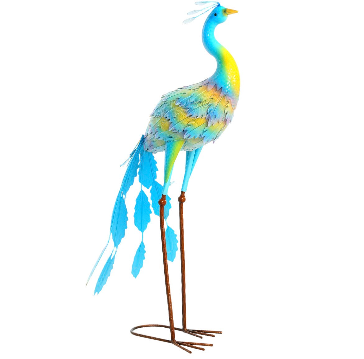 Peacock Garden Statue, Standing Garden Ornament, Metal Garden Gift with Stakes for Patio Pond Landscape Decoration