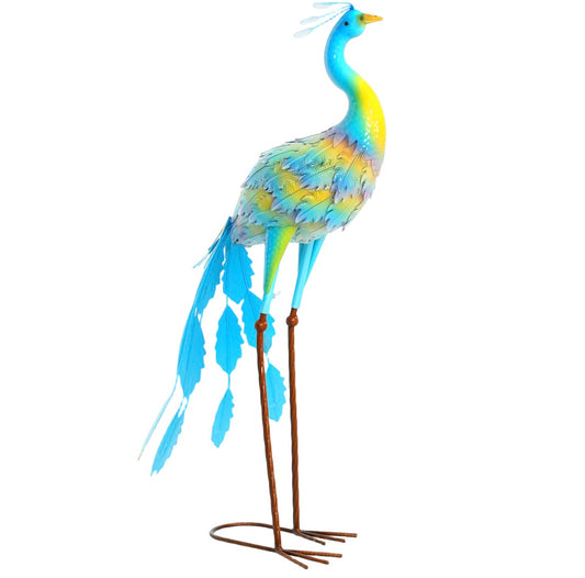 Peacock Garden Statue — Standing Ornament with Stakes
