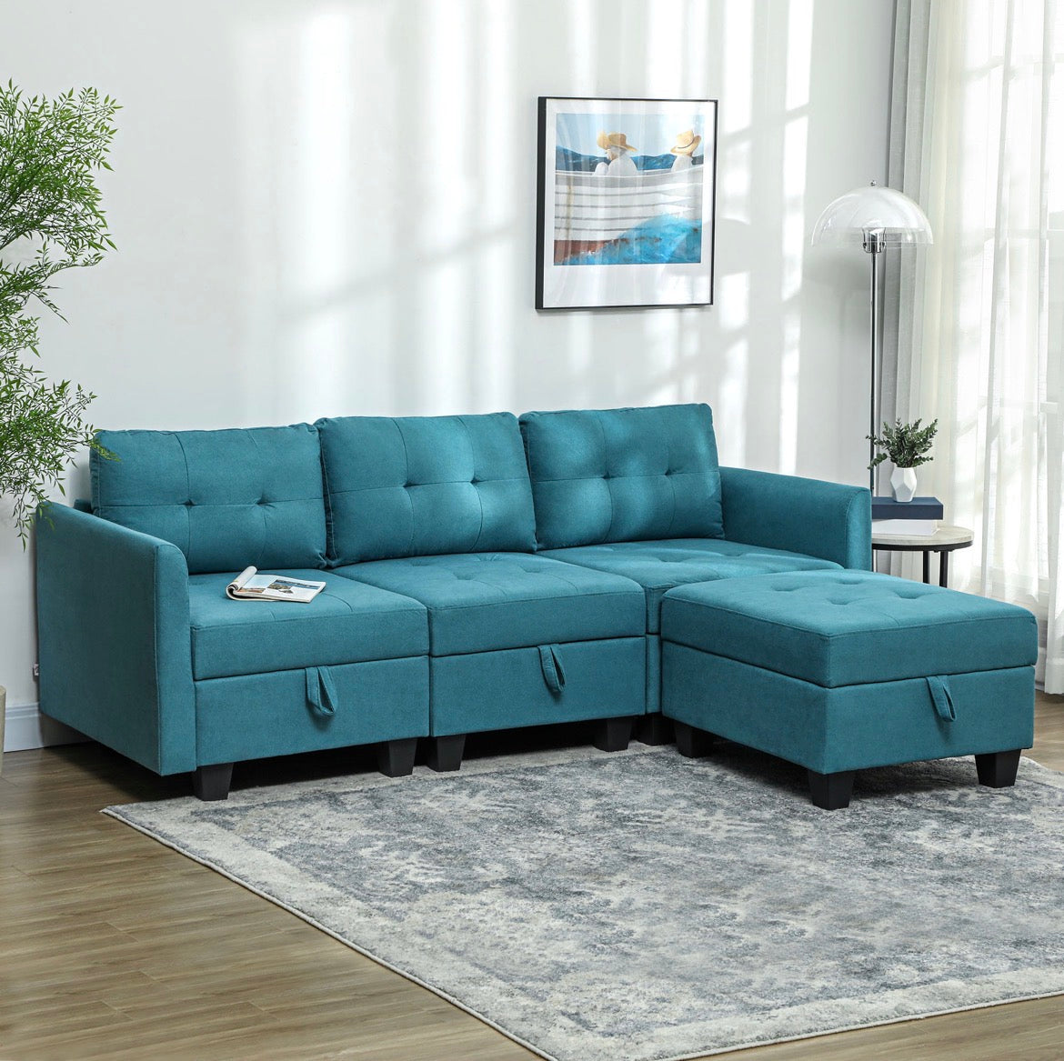 Modular Sofa with Storage L-Shape Comfortable and Space-Saving Design for Modern Living Rooms