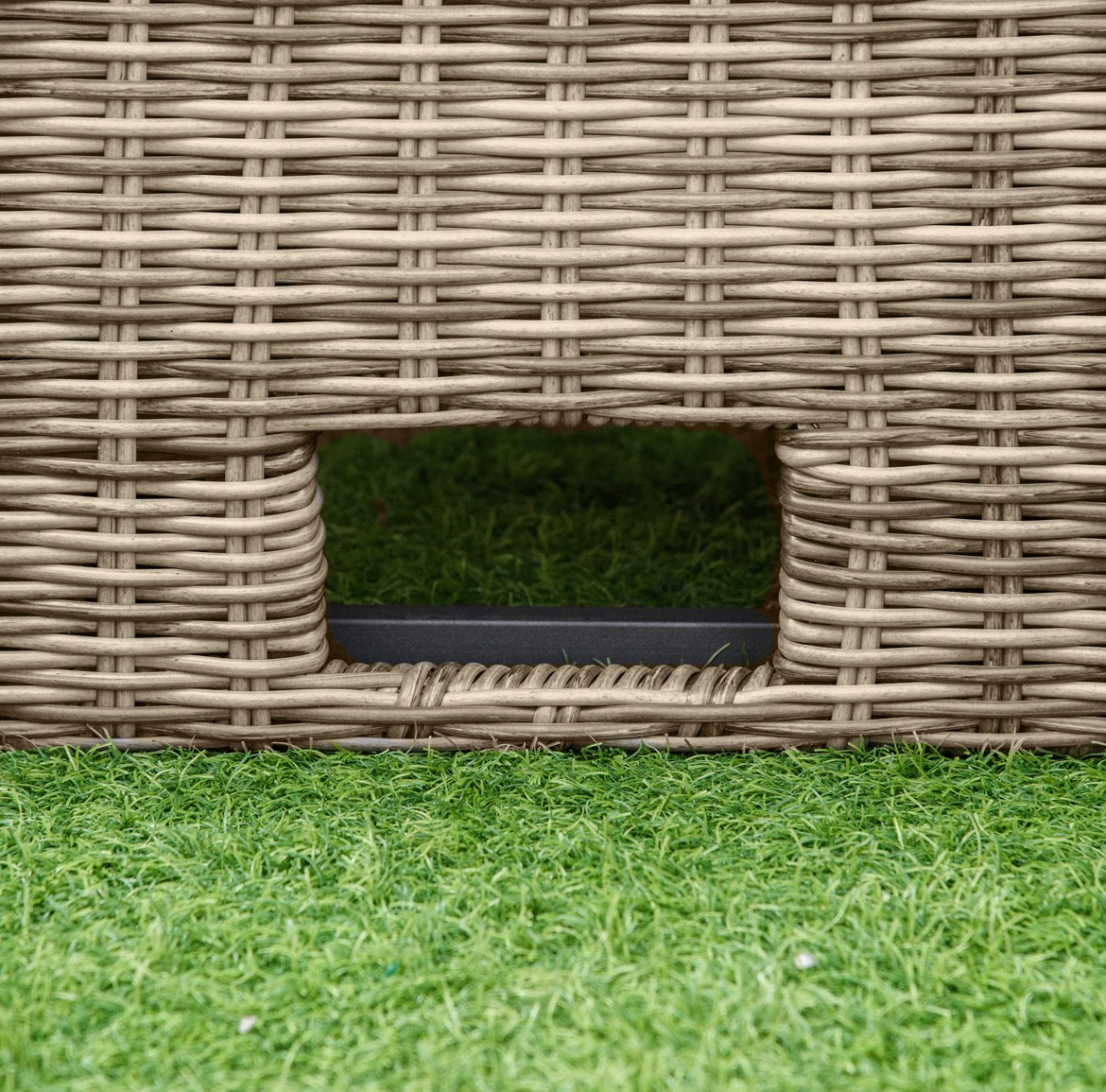 5 Pieces Outdoor PE Rattan Round Garden Daybed with Cushions, Aluminium Lounge Chair Conversation Sofa Set with Liftable Coffee Table and Protect Cover