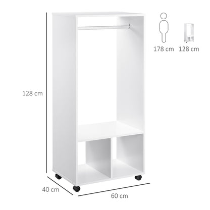 Open Wardrobe On Wheels-White