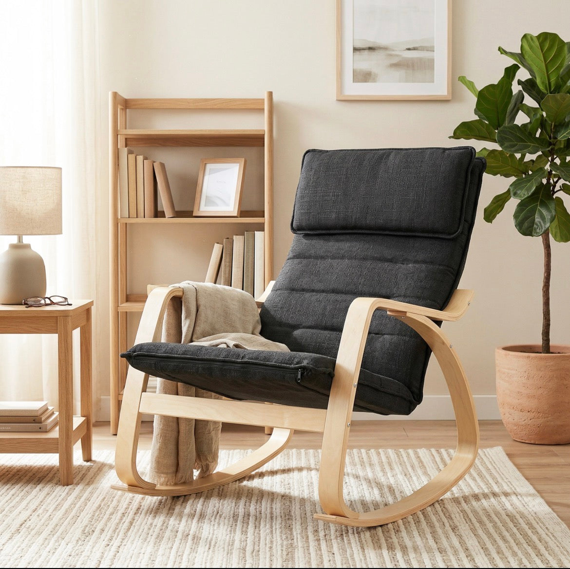 Lounge Chair, Comfortable Relax Rocking Chair with Headrest