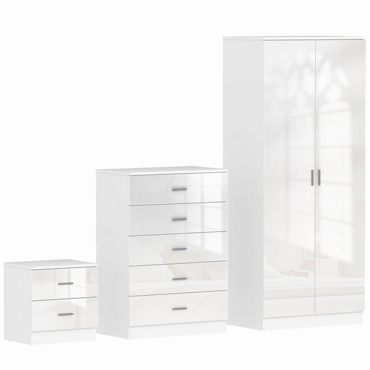 High Gloss 3 Piece Trio Bedroom Furniture