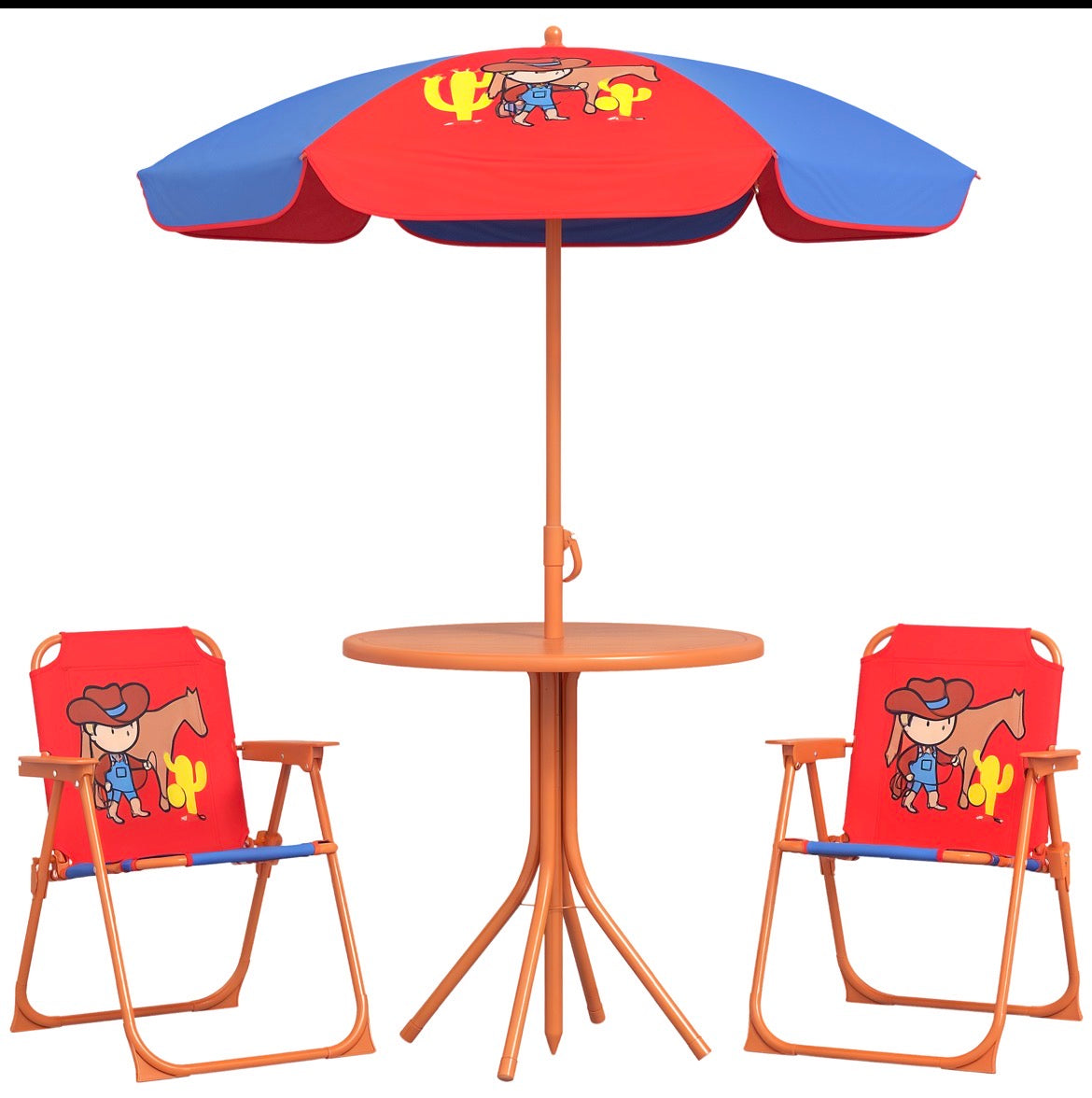 Outsunny Kids-Parasol Picnic Table and Chair Set