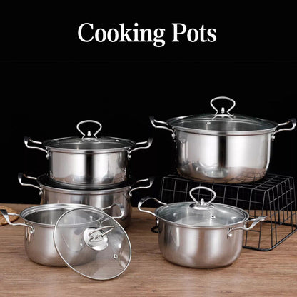11PCS Induction Cookware Set Non Stick Stainless Steel Pots & Pans with Lids for Modern Kitchen