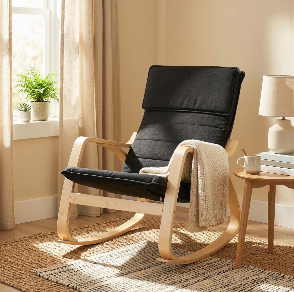 Lounge Chair, Comfortable Relax Rocking Chair with Headrest