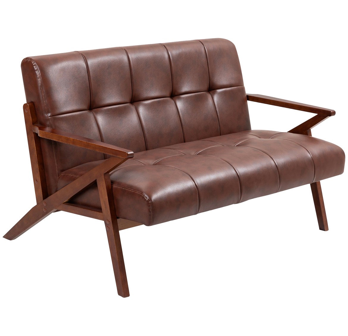 2-Seater Vintage PU Leather Sofa – Brown