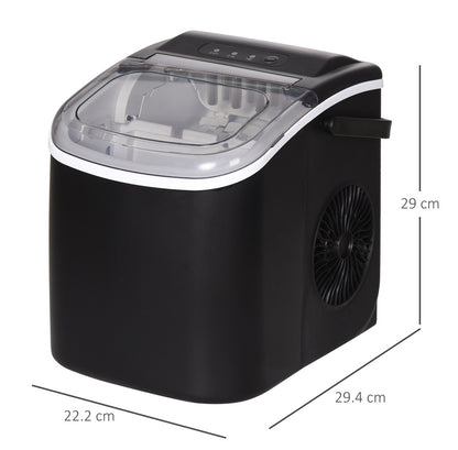 Portable Ice Maker Machine Countertop 12 KG in 24 H 9 Cubes in 6 Mins with Handle Ice Scoop and Basket for Home Office Kitchen Bar Party RV