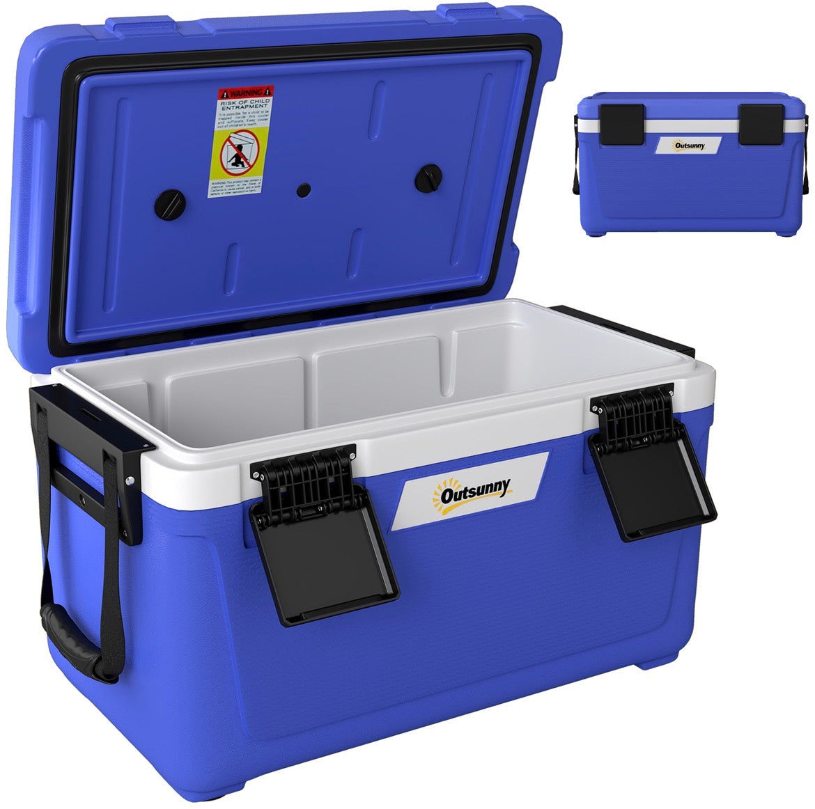 Insulated Cool Box, Lightweight Portable Ice Cooler with Handle, Lid and Drain Valve, 42.6L