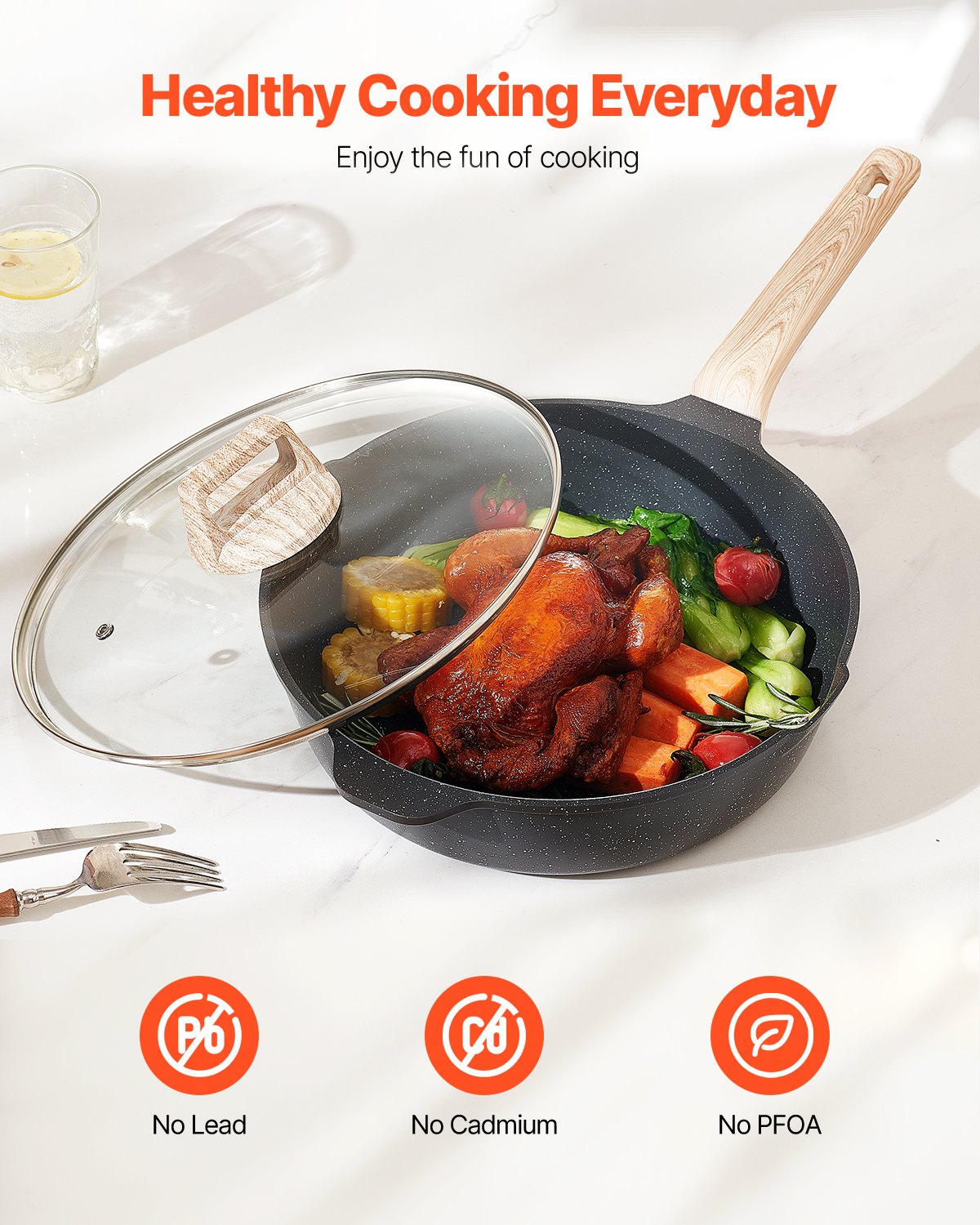 19-Piece Granite Nonstick Cookware Set - Black