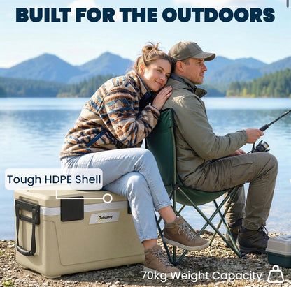 Insulated Cool Box, Lightweight Portable Ice Cooler with Handle, Lid and Drain Valve, 42.6L