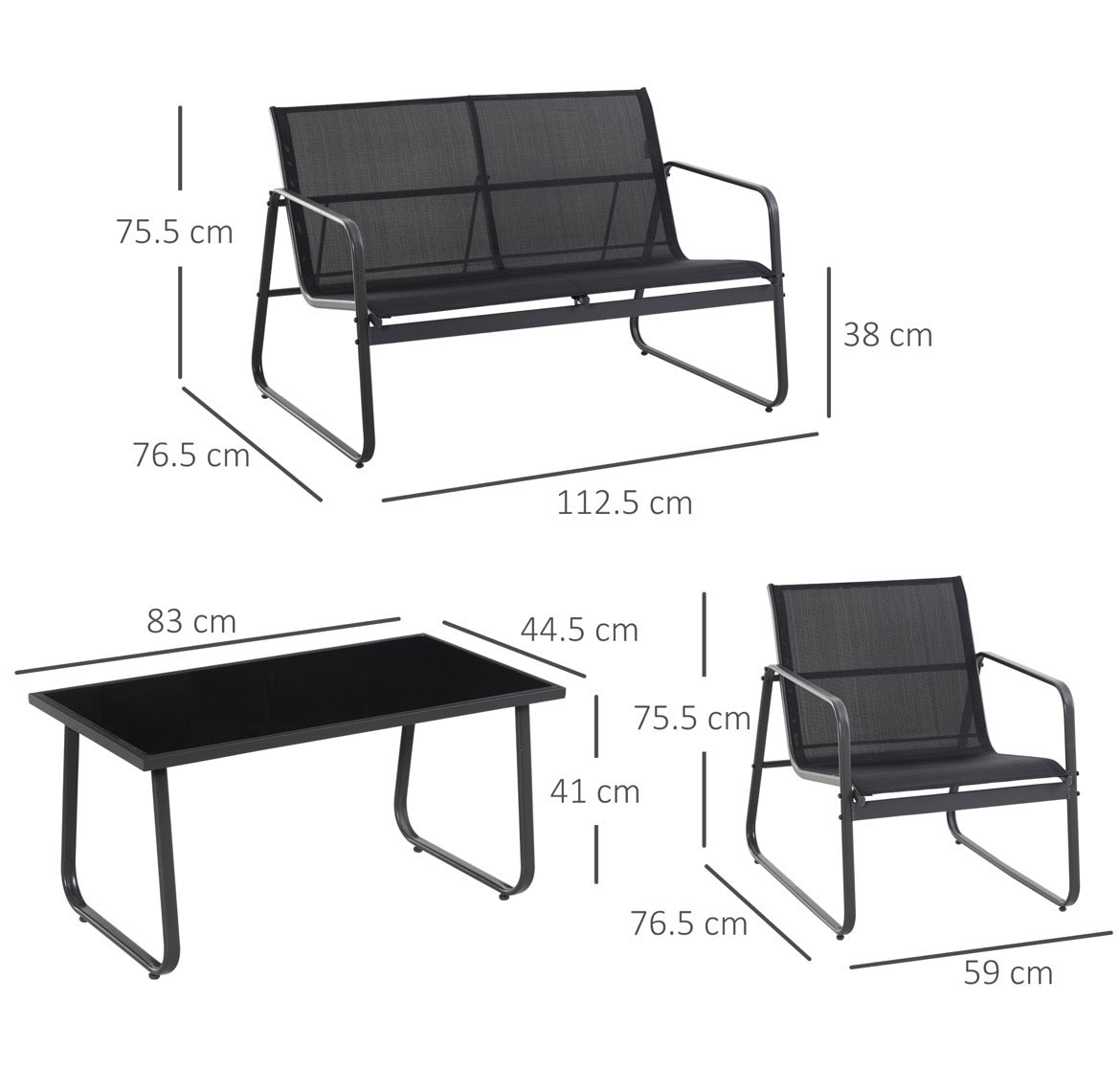 Four-Piece Minimalistic Garden Sofa Set