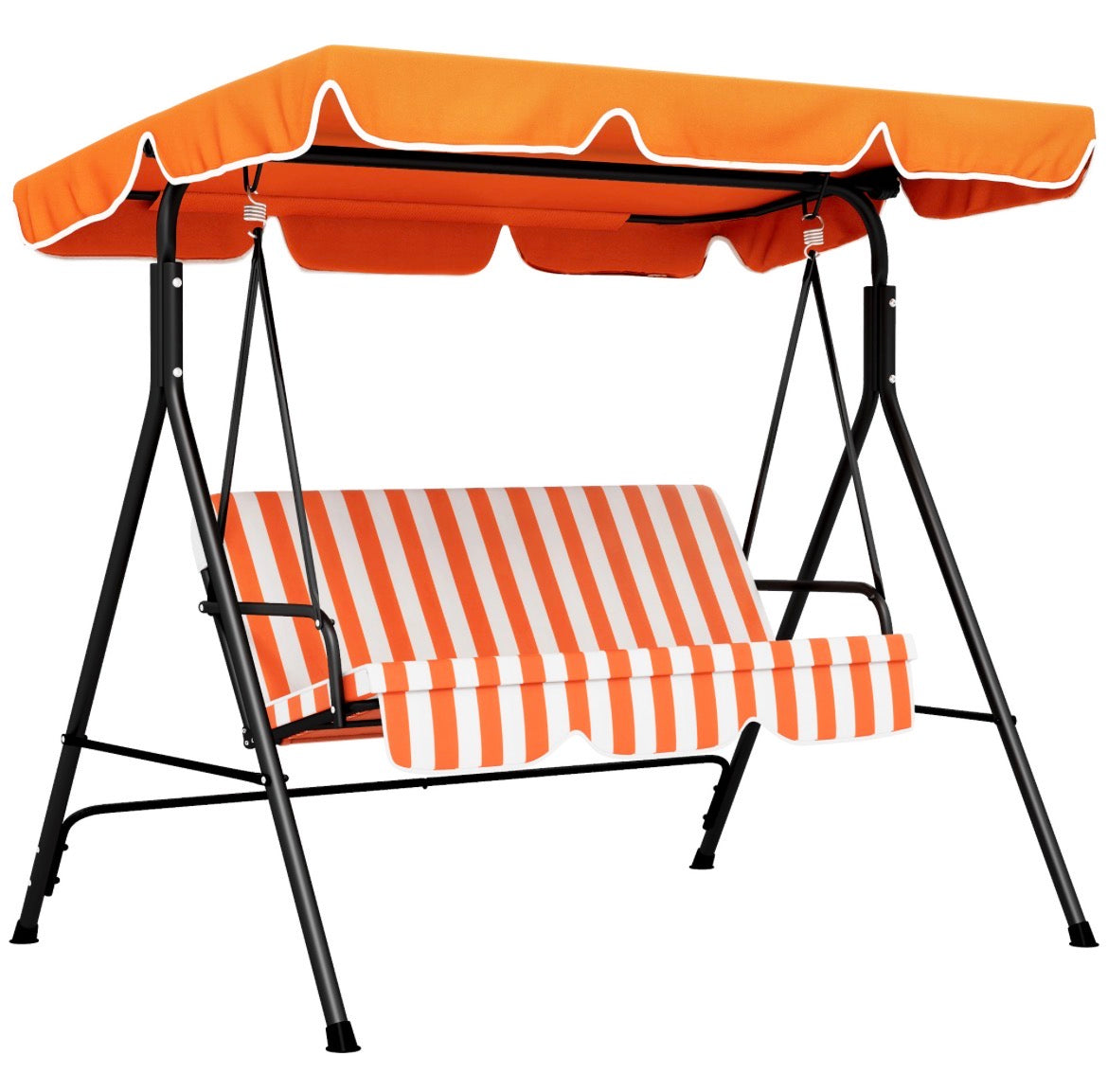 3-Seater Garden Swing Seat With Adjustable Canopy and Cushion