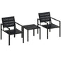 3 Pieces Garden Bistro Set for 2, Outdoor Bistro Table and Chairs with Metal Frame, Plastic Patio Furniture Set
