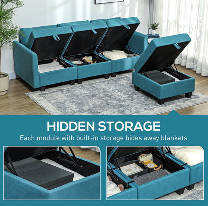 Modular Sofa with Storage L-Shape Comfortable and Space-Saving Design for Modern Living Rooms