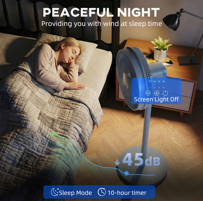 40 cm Standing Fan, Cooling Floor Fan with 80° Oscillating, Adjustable Tilt and Height, 4 Speed, Remote Control