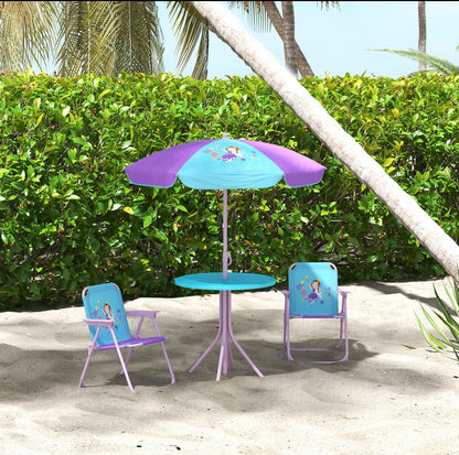 Outsunny Kids-Parasol Picnic Table and Chair Set