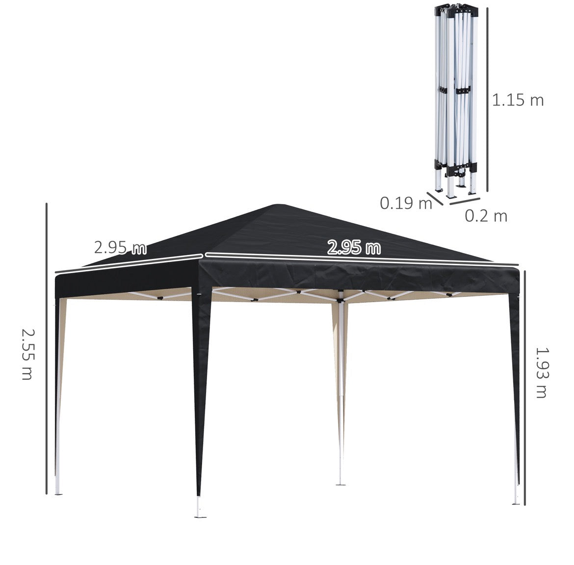 3x3M Garden Pop Up Gazebo Height Adjustable Marquee Party Tent Wedding Canopy with Carrying Bag