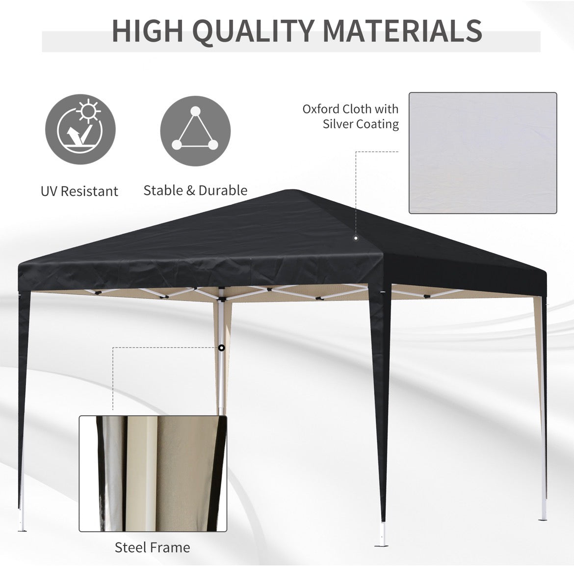 3x3M Garden Pop Up Gazebo Height Adjustable Marquee Party Tent Wedding Canopy with Carrying Bag