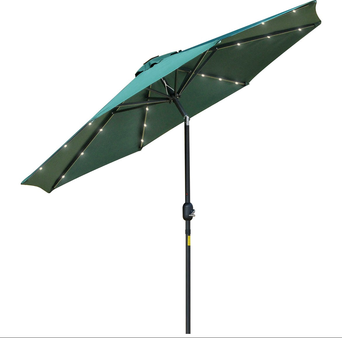 2.7m Outdoor Patio Garden Umbrella Parasol with Tilt Crank and 24 LEDs Lights
