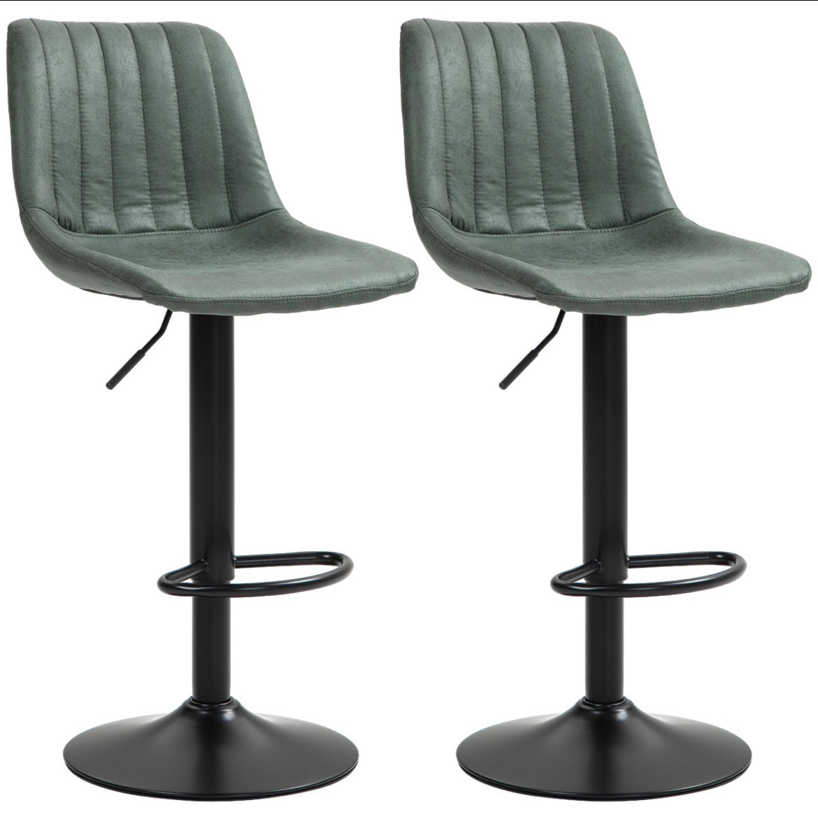 Leather Upholstered Bar Stools-Set of 2