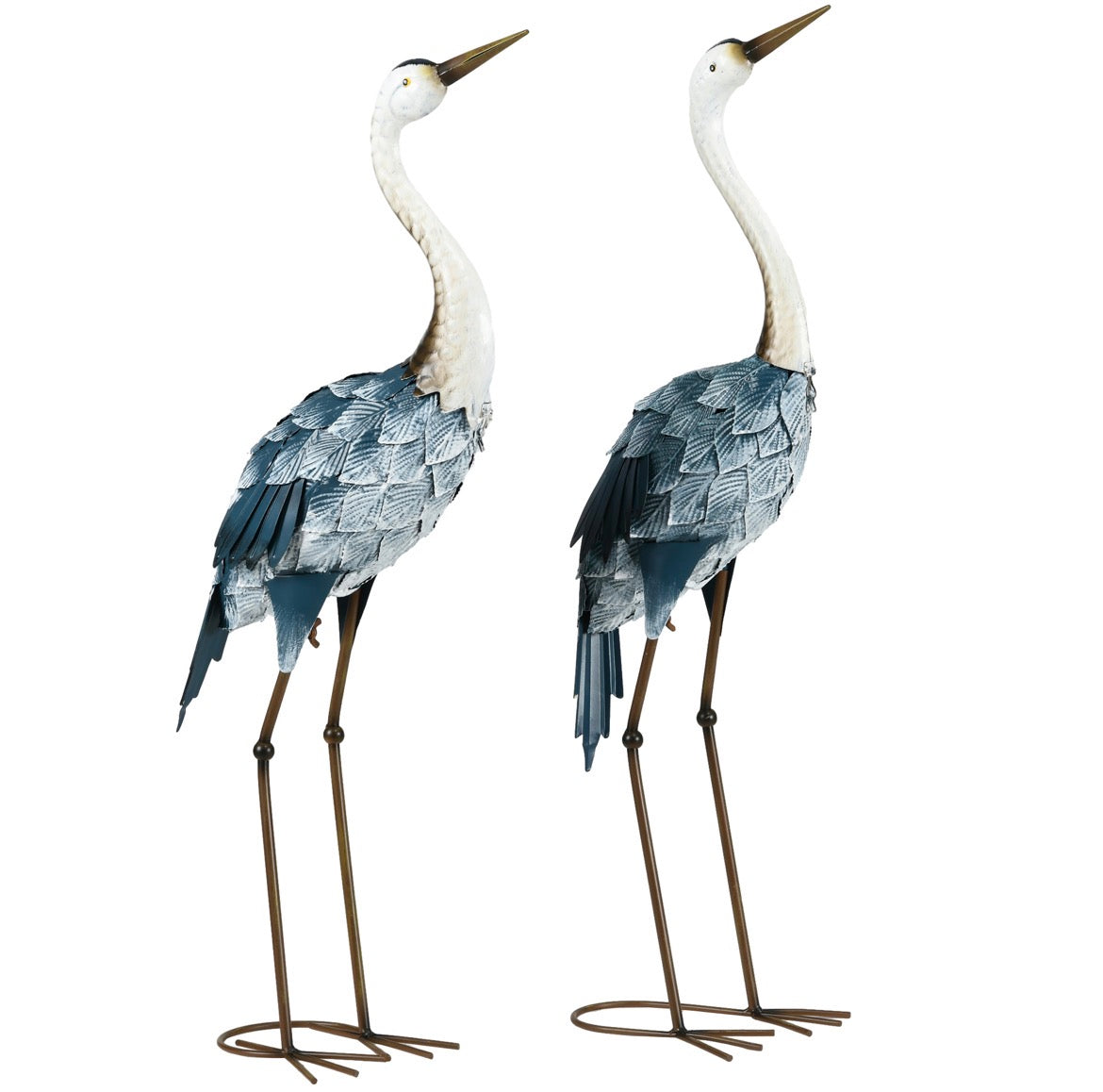 Crane Garden Ornaments, 2 PCS Steel Garden Statue Set Gifts, Water and Rust Resistant Sculptures for Patio Pond Landscape Decoration, Multi-Colour