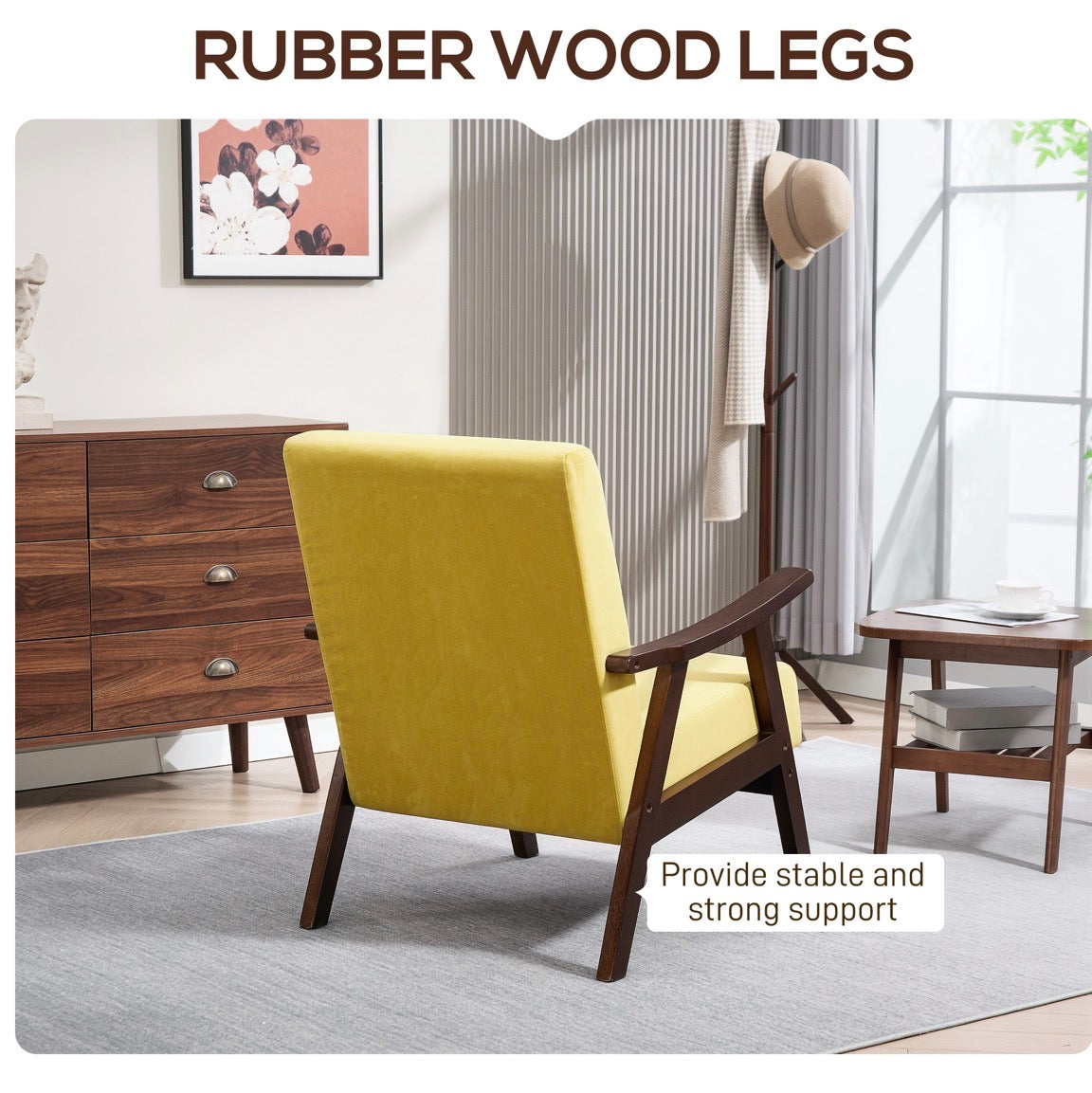 Nordic Accent Chair, Upholstered Velvet Armchair